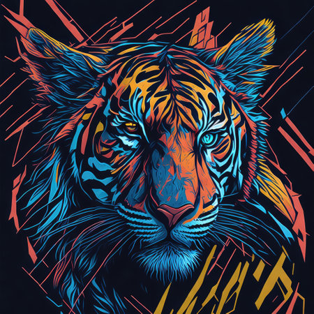 Tiger head. T-shirt print design. Vector illustration.の写真素材