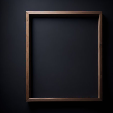 Blackboard with wooden frame on black background, empty space for textの写真素材