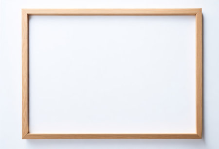 Wooden picture frame on white background with copy space for text.の写真素材