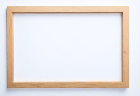 Blank wooden frame on white background. 3d render illustration.の写真素材