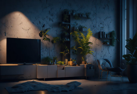 Modern living room interior design. 3d rendering mock up toned imageの写真素材