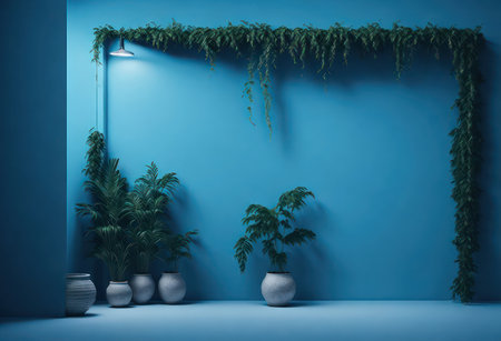 Interior of the room with plants in pots. 3d renderingの写真素材