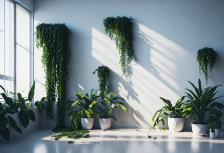 Interior of a room with plants in pots. 3d renderingの写真素材