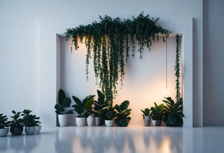Interior of a modern living room with plants. 3D renderingの写真素材