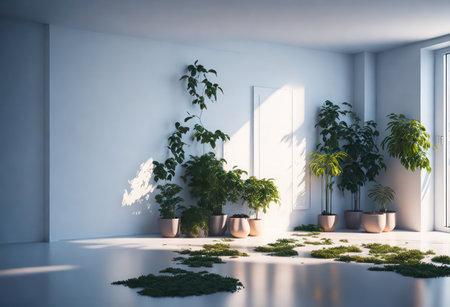 Modern bright interiors 3D rendering illustration mockup computer generated imageの写真素材