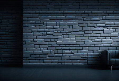 3d rendering of a modern living room with brick wall and sofaの写真素材