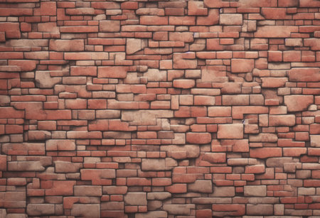 Old red brick wall texture background with vignetted corners.の写真素材