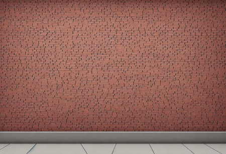 3d rendering of empty room with brick wall and floor background.の写真素材