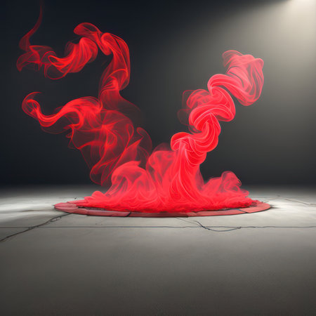 Abstract red smoke on a dark background. 3d rendering. Computer digital drawing.の写真素材