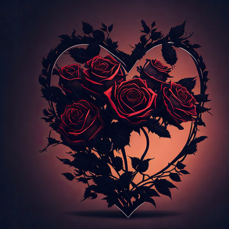 Valentine's day background with heart and roses. Vector illustration.の素材