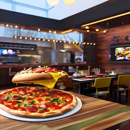 pizza in a pizzeria or fast food restaurantの写真素材