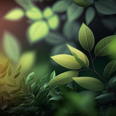 Green leaves background. Nature and environment concept. 3D Renderingの写真素材