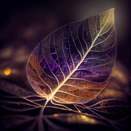 Leaf on a dark background. 3d rendering, 3d illustration.の写真素材