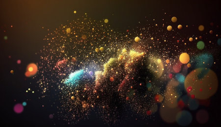 3d rendering of colorful particles in space. Futuristic background.の写真素材