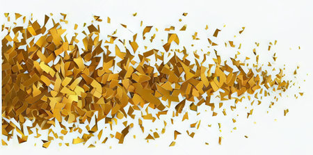 Gold explosion of confetti on a white background. 3d renderingの写真素材