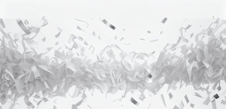 Flying sheets of paper with confetti on white background. 3D illustrationの写真素材