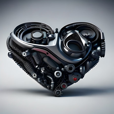 3D rendering of a motorcycle engine in the shape of a heartの写真素材