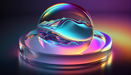 3d render, abstract background, crystal ball with water, close-upの写真素材