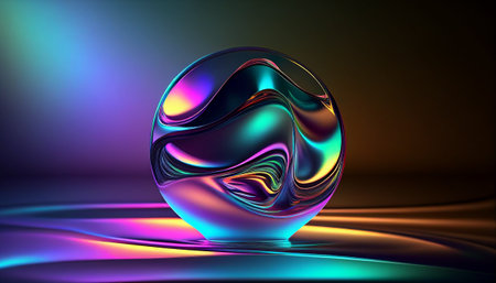 3d render, abstract background, crystal ball, 3d illustrationの写真素材