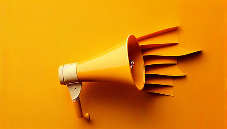 Megaphone on orange background. 3D illustration. Vintage style.の写真素材