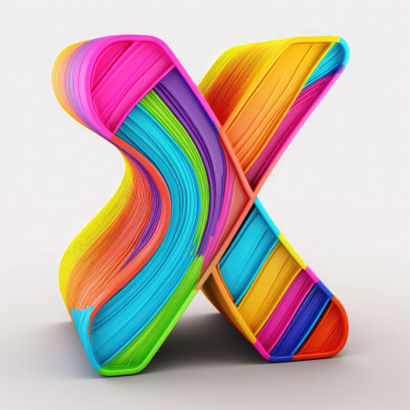 Letter X of the alphabet made of multi-colored plasticine. 3D renderingの写真素材
