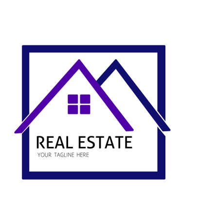 creative house icon design with purple and blue colors suitable for property businessのイラスト素材
