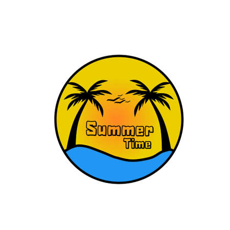 Beach themed summer logo on white backgroundのイラスト素材
