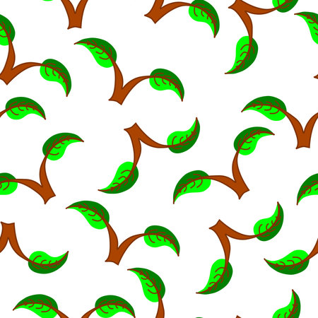 Seamless pattern of two green leaves.のイラスト素材