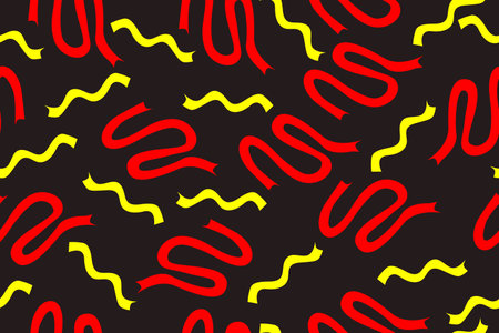 Seamless pattern of curved ribbons in red and yellow color. suitable for background, fashion,...