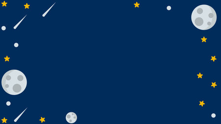 Space background with moon, small meteors and cute little stars. Vector illustration. Suitable for...