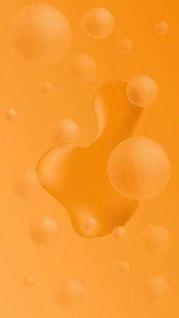 Vertical background of liquid honey with bubbles. Vector illustration. Suitable for wallpapers, presentations, banners, etc.のイラスト素材