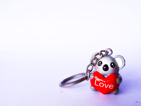 animal keychain on white background