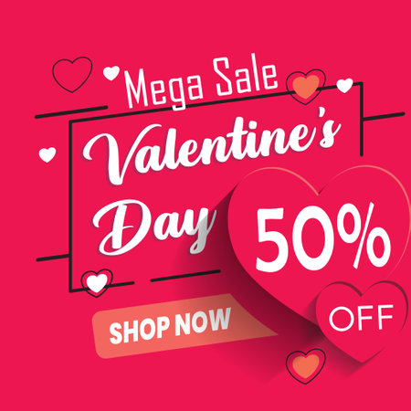 Valentines day sale banner design. Vector illustration. Eps 10のイラスト素材
