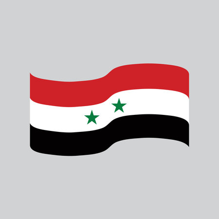 Syria flag icon on gray background. Patriotic symbol. National flag of Syriaのイラスト素材