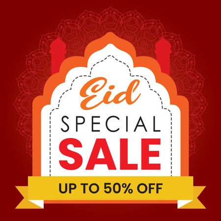 Eid al-Fitr sale banner design. Vector illustration.のイラスト素材