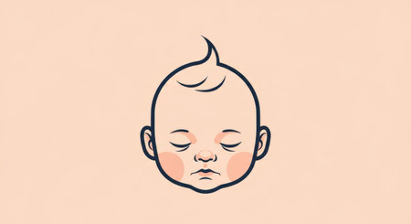 Baby face. Face of a newborn baby with closed eyes. Vector illustration.の素材