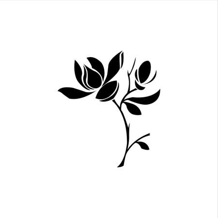 Continuous line drawing vector. Graphical flower illustration. green flower, white flower, contour flower, bloom flower, decorative flower, isolate flower, blossom flower, colorful flowers, monochrome flower. Vectorのイラスト素材