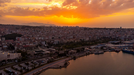 Ilkadim, Samsun, Turkey, June 2022: Aerial view of city on the coastline in Samsun, this coastline known as in Turkish "Ilkadim"のeditorial素材