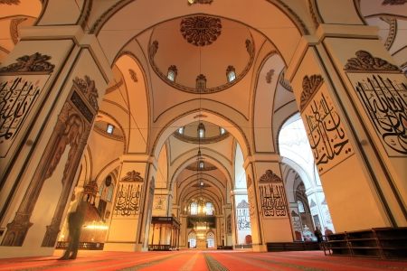 An interior view of Great Mosque  Ulu Cami  in Bursa, Turkeyのeditorial素材