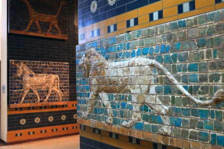 Lions on a Babylonian mosaic in the museum of Istanbul, Turkeyのeditorial素材