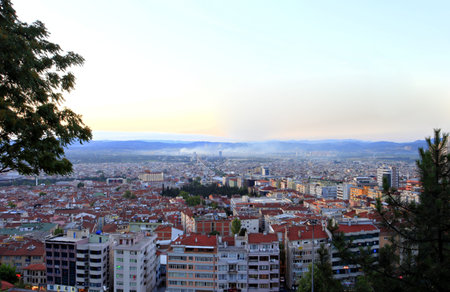 General view of Bursa City in Turkey のeditorial素材