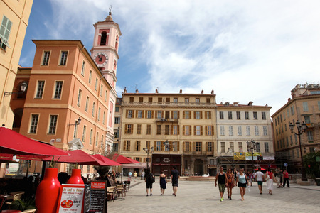 Architecture of old town in Nice, France.のeditorial素材