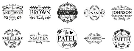 Set of vintage design elements, labels, emblems, badges. Set of monogram Vector illustrationのイラスト素材