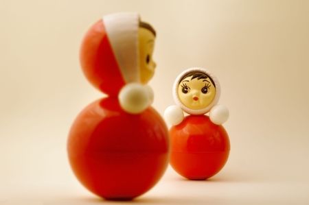 Photo of two nice plastic tilting dolls (tumblers)の写真素材