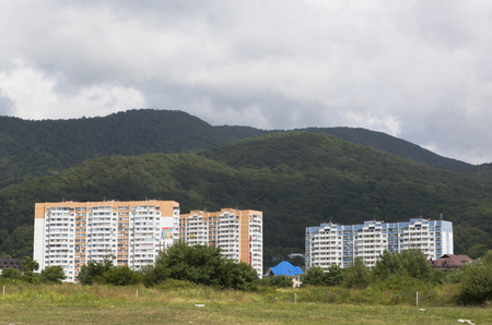 Apartment buildings in settlement Lasarevskoye, Sochi, Russiaのeditorial素材