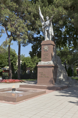 Monument "Victorious warrior" on the embankment of the city Gelendzhik, Krasnodar region, Russiaのeditorial素材