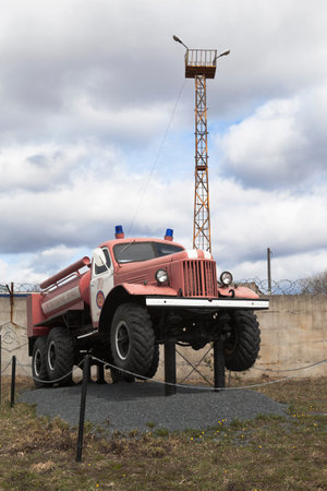 Fire Truck AC-40 on chassis ZIL 157A near the firehouse in the city Kadnikov, Vologda region, Russia