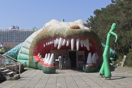 Entrance to the Crocodile farm in the resort town of Adler, Sochi, Krasnodar region, Russiaのeditorial素材
