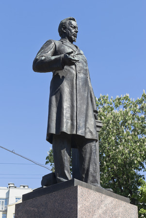 Monument to Alexander Stepanovych Popov on Kamennoostrovsky Avenue in the city of St. Petersburg Petersburg, Russiaのeditorial素材
