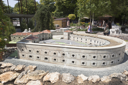 Bakhchisaray, Crimea, Russia - July 22, 2019: Reduced copy of the Konstantinovsky battery of the city of Sevastopol in the Bakhchisarai miniature park "Crimea in miniature on the palm", Crimeaのeditorial素材